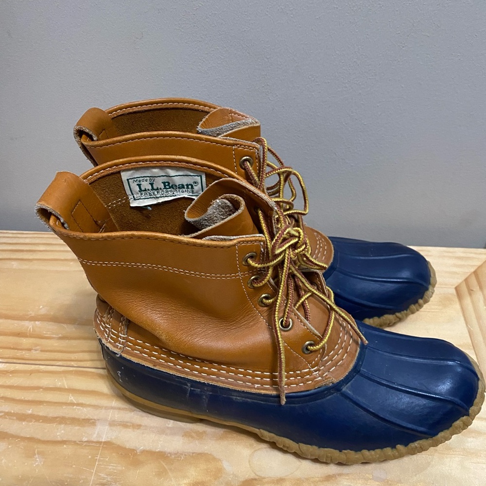 L.L. Bean Brown and Blue Duck Boots